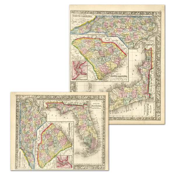 Augustus Mitchell County Map of Florida & The Carolinas