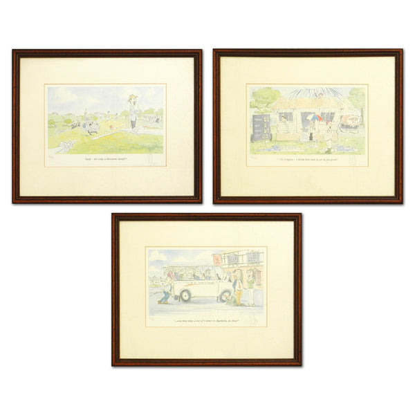 Set of 3 Framed Ltd Edt 1998 Cricket Cartoons