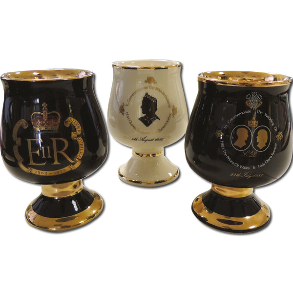 Prinknash Royalty Goblets - Queen Elizabeth II Silver Jubilee 1977 - Set of 3 CXR1121