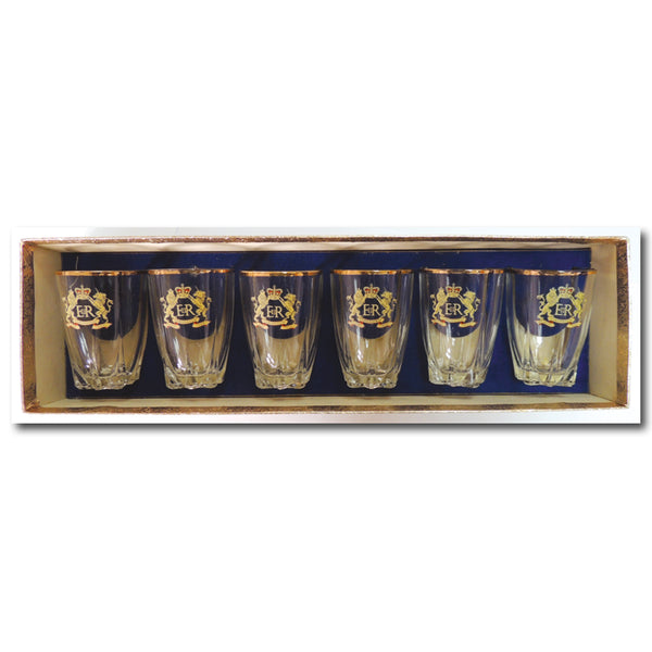 Small Commemorative Tumblers in Original Box - HM Queen Elizabeth II Coronation 1953 - Set of 6