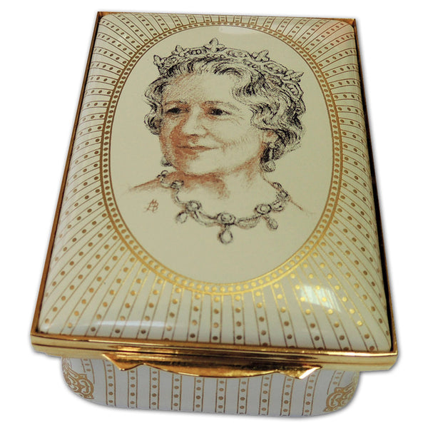 1990 Halcyon Days Queen Mother 90th Ltd Edt Enamel Box CXR1231