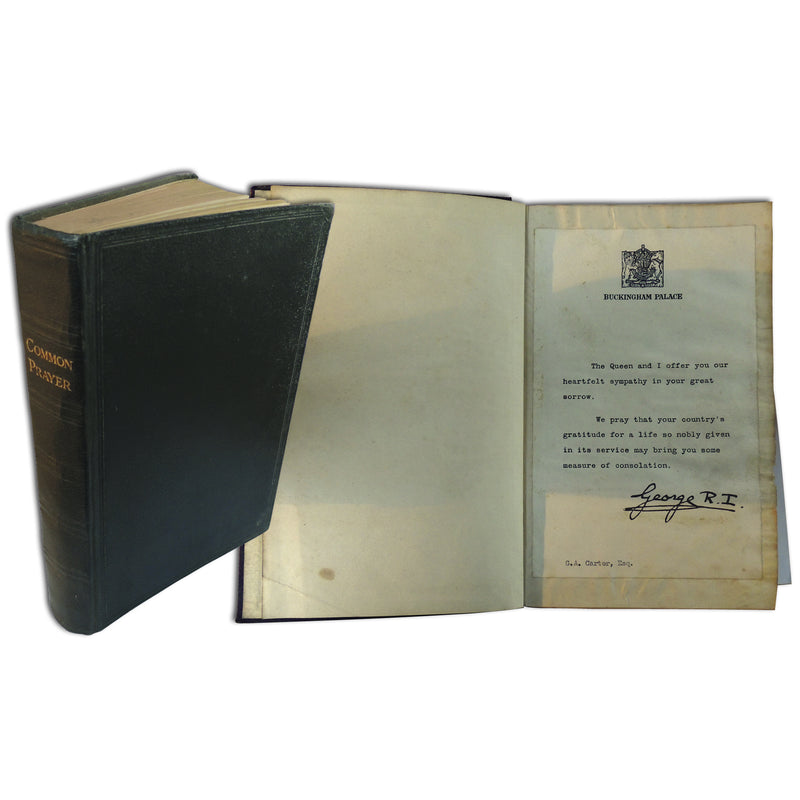 George VI Condolence Letter in Book of Prayer CXR1287