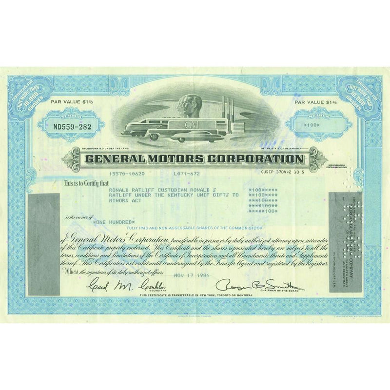 General Motors Corp. Share Certificate CXX0359