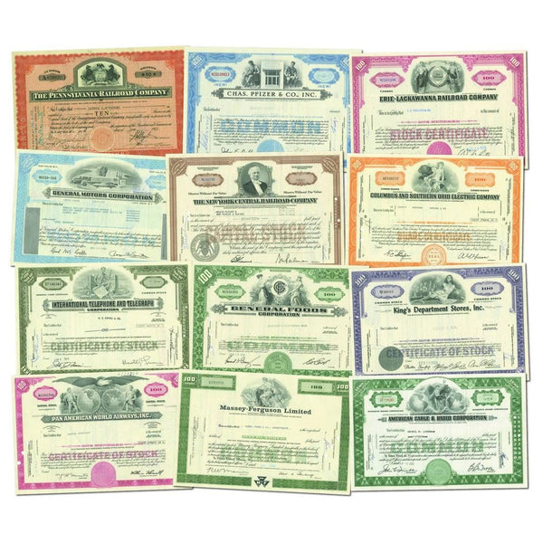 Ten Assorted American Share Certificates CXX0370