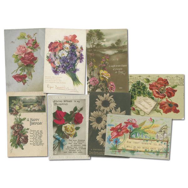 24 Vintage Floral themed Postcards CXX0453