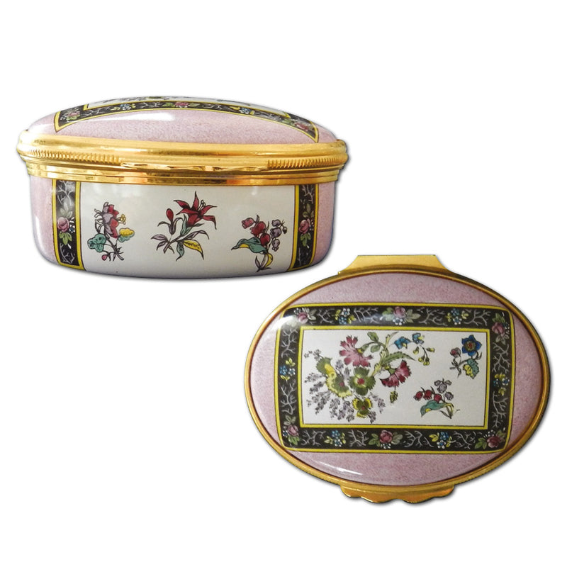 Halcyon Days Victorian Flowers Enamel Box