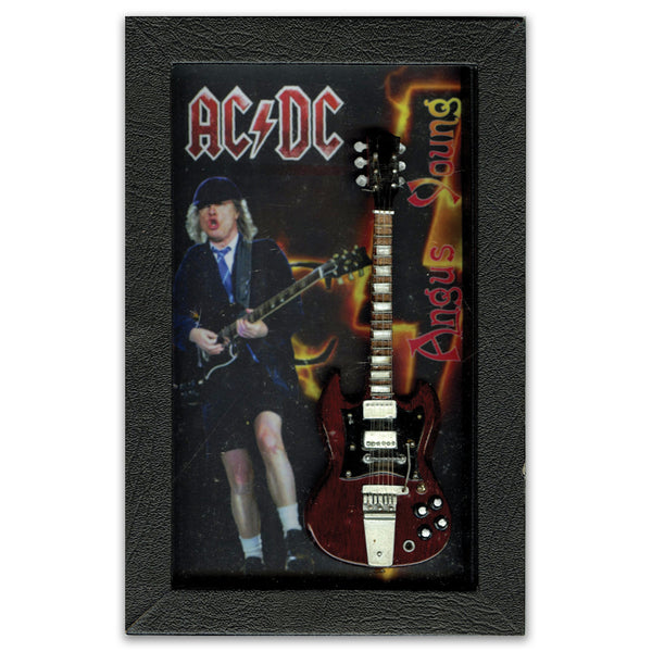 Angus Young of AC/DC Miniature Guitar Framed