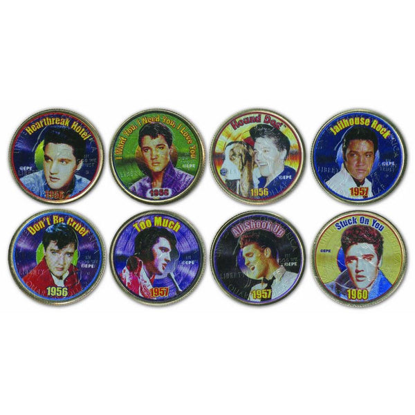 Elvis Hits set of 8 Colourised Quarters