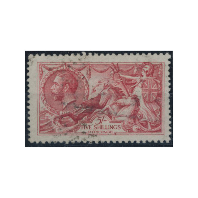 1919 5/- Rose-red, fine cds used. SG416