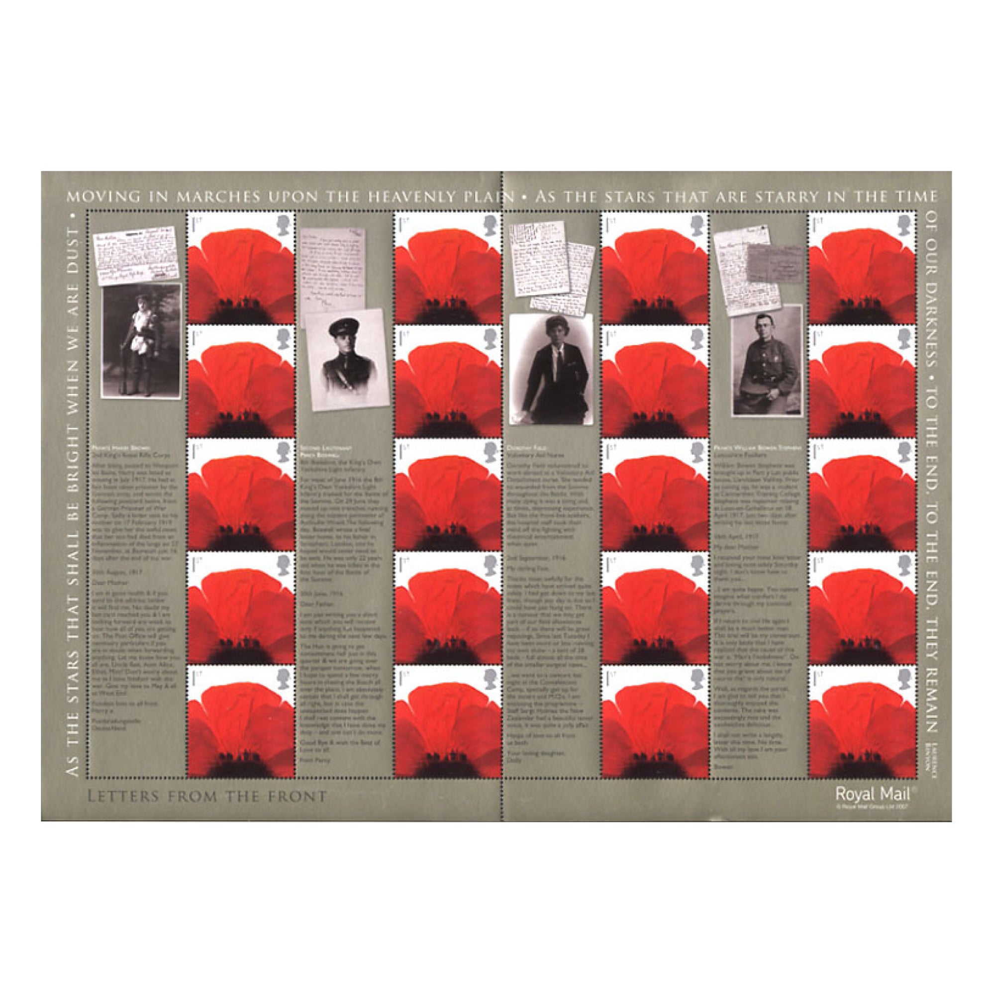 2007 'Letters from the Front' Lest We Forget No.2 Royal Mail Commemora