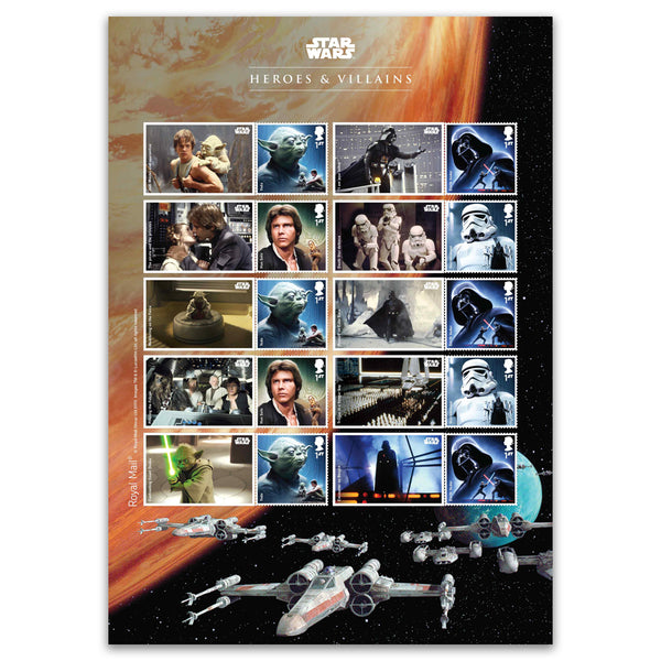 2015 Star Wars Heroes & Villains Royal Mail Commemorative Sheet