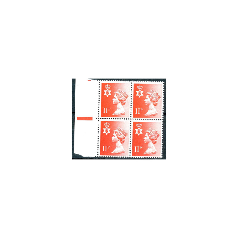 1976-93 11p Northern Ireland, missing phosphor block of 4, u/m. SGNI30y