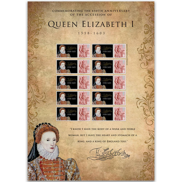 Queen Elizabeth I GB Customised Stamp Sheet GBS0059