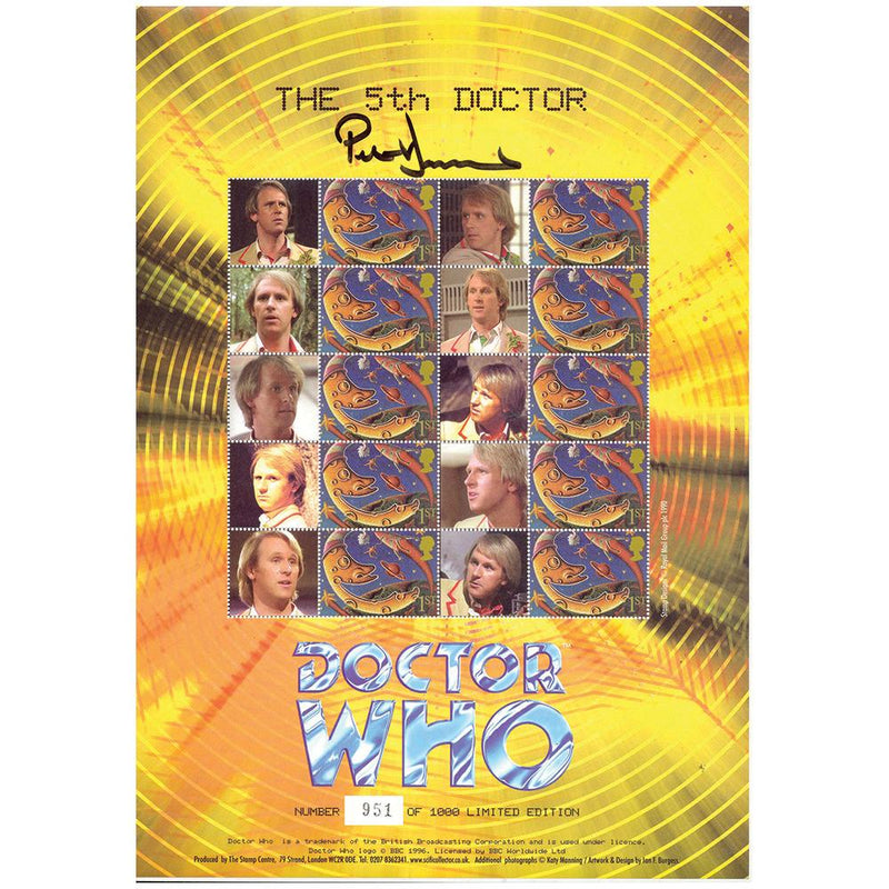 Doctor Who GB Customised Stamp Sheet - The 5th Doctor - Signed by Peter Davison GBS0067