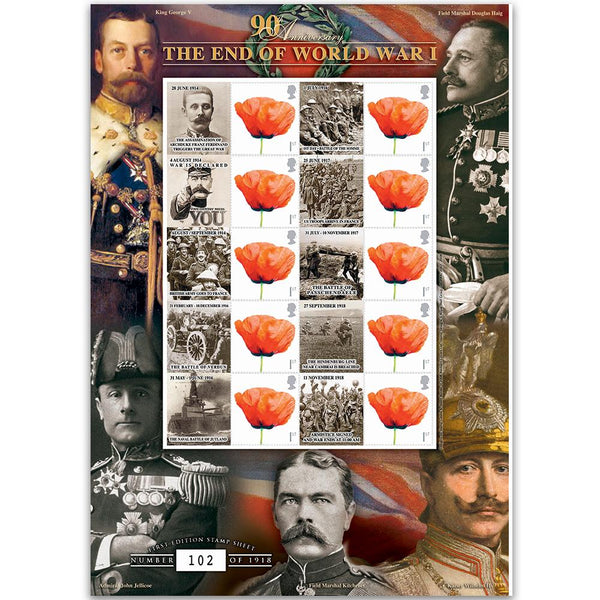 WWI 90th Anniversary GB Customised Stamp Sheet GBS0075