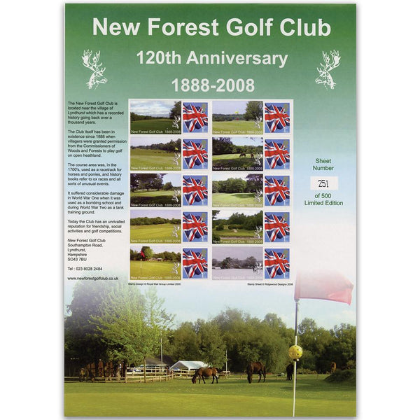 New Forest Golf Club GB Customised Stamp Sheet GBS0087
