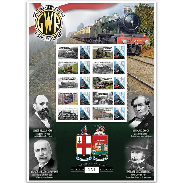 Great Western Railway 175th Anniversary GB Customised Stamp Sheet GBS0133
