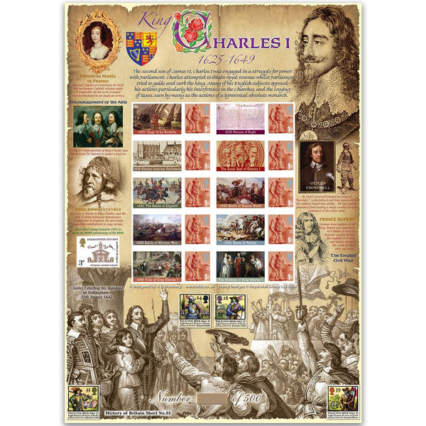 Charles I GB Customised Stamp Sheet - HoB 55 GBS0141