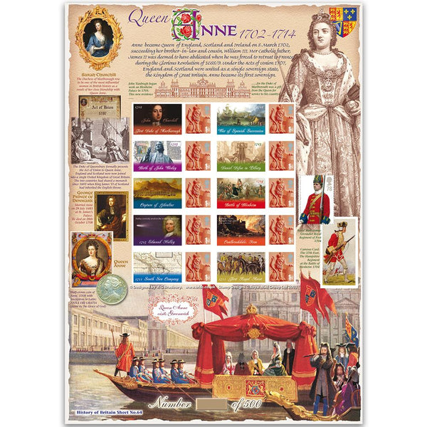 Queen Anne GB Customised Stamp Sheet - HoB 64 GBS0147