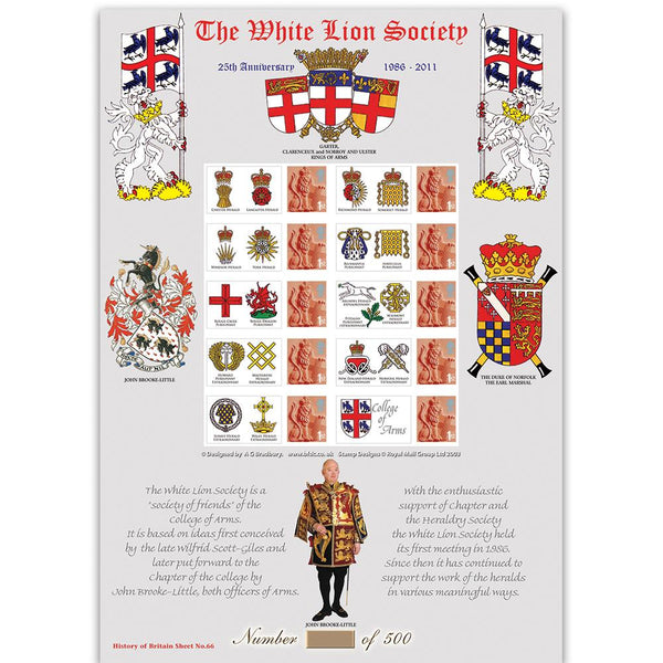 White Lion Society GB Customised Stamp Sheet -  HoB 66 GBS0151