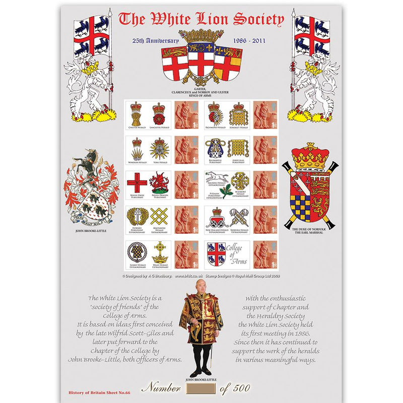 White Lion Society GB Customised Stamp Sheet -  HoB 66 GBS0151