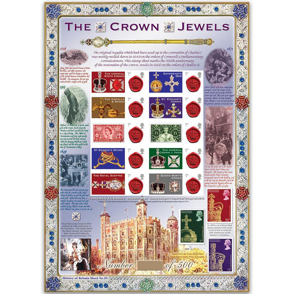 The Crown Jewels GB Customised Stamp Sheet - HoB 59 GBS0154
