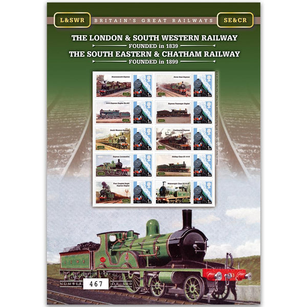 London & SW Rail and SE & Chatham Rail GB Customised Stamp Sheet GBS0155