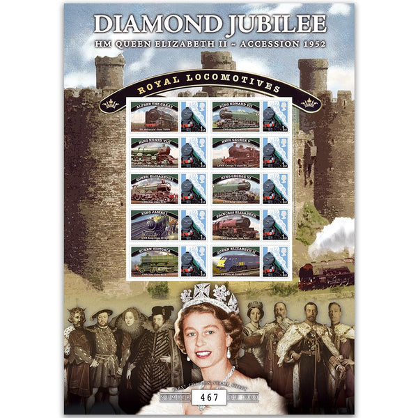 Diamond Jubilee Royal Locomotives GB Customised Stamp Sheet GBS0178