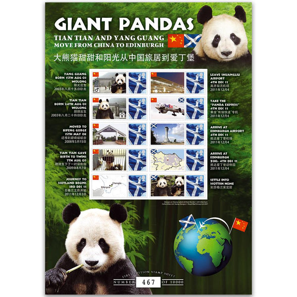 Giant Pandas GB Customised Stamp Sheet GBS0179