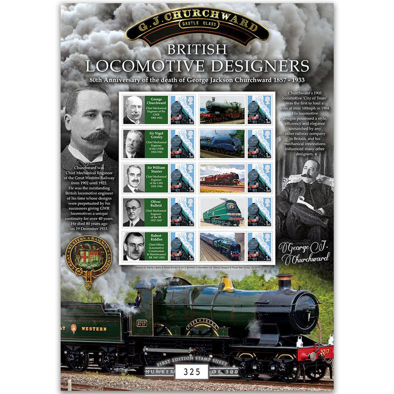 British Locomotive Designers - Churchward - GB Customised Stamp Sheet GBS0206