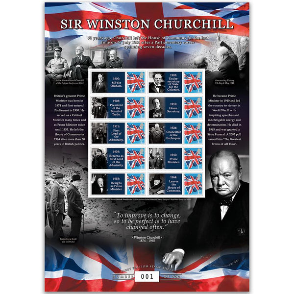 Sir Winston Churchill GB Customised Stamp Sheet GBS0210