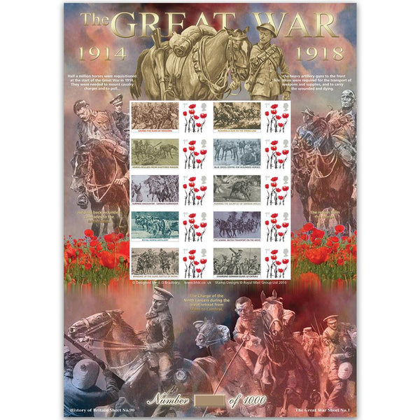 WWI Warhorses GB Customised Stamp Sheet HoB 90