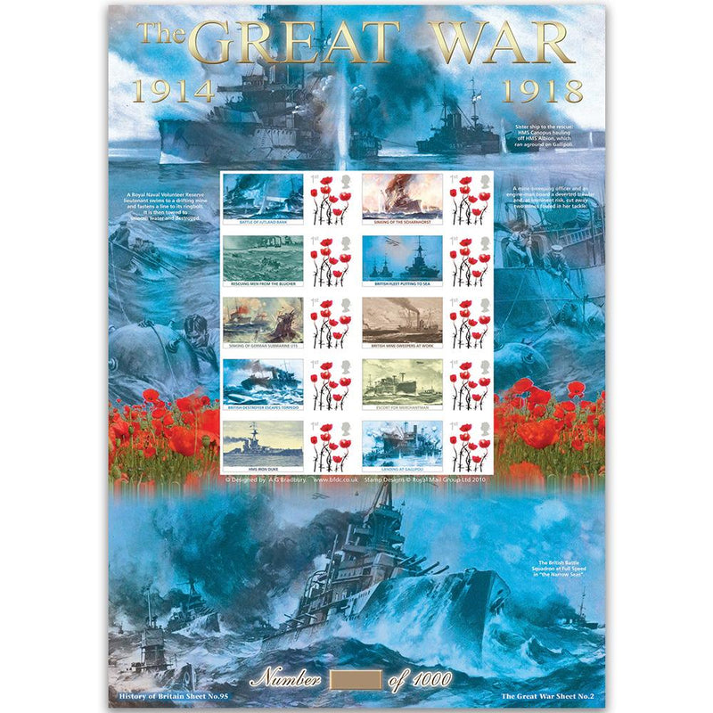 WWI - War at Sea GB Customised Stamp Sheet - HoB 95