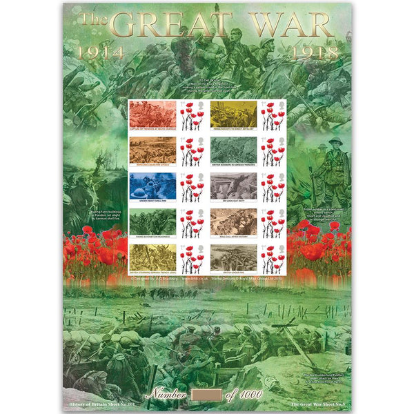 WWI - Life in the Trenches -  GB Customised Stamp Sheet - HoB 101