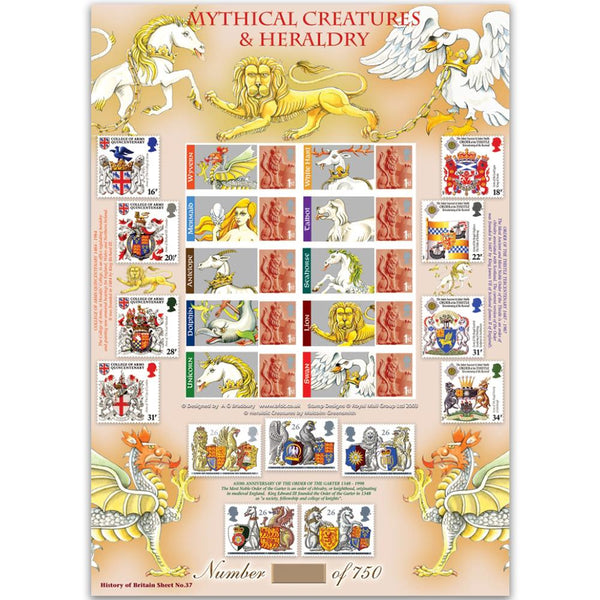 Mythical Creatures GB Customised Stamp Sheet - HoB 37 GBS0229