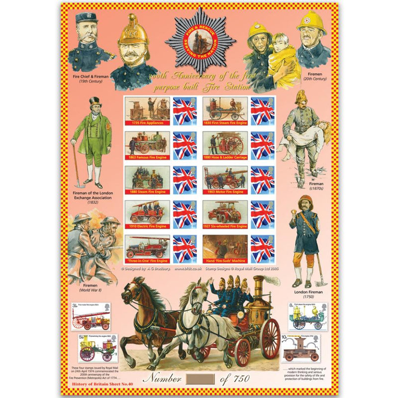 Fire & Rescue GB Customised Stamp Sheet - HoB 40 GBS0230