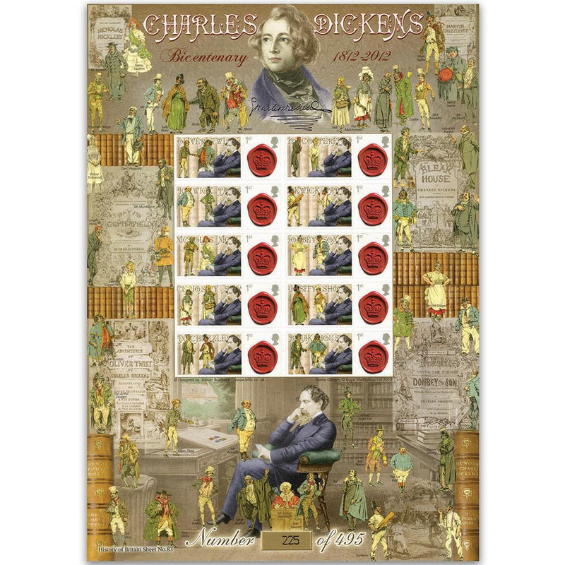 Charles Dickens GB Customised Stamp Sheet - HoB 83 GBS0236