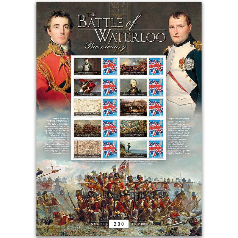2015 Battle of Waterloo GB Customised Stamp Sheet GBS0250