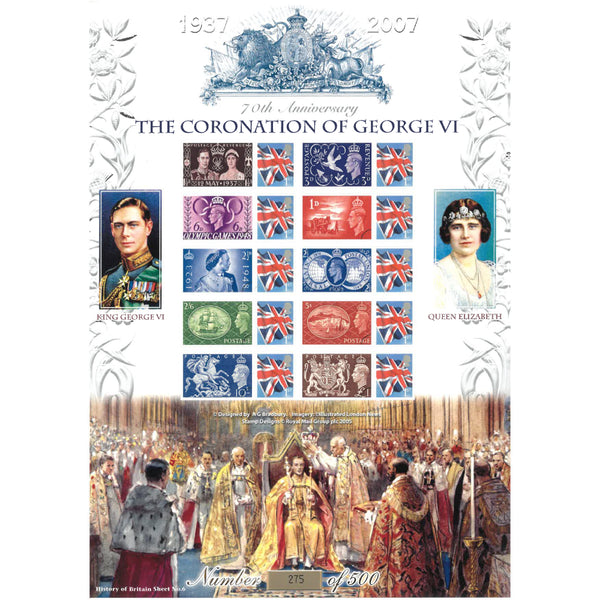 Coronation George VI GB Customised Stamp Sheet - History of Britain No. 6 GBS0263