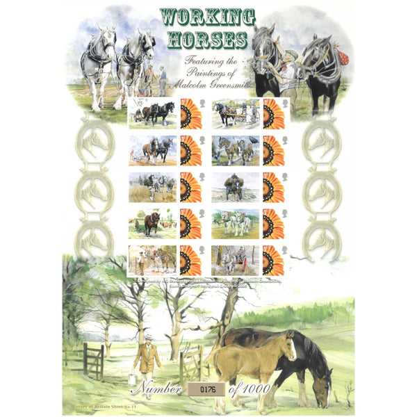 Working Horse Stamp Sheet  History of Britain 11 GBS0268