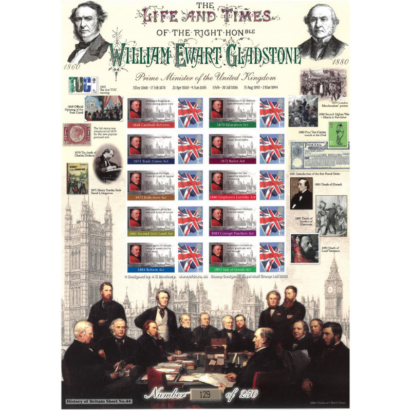 William Gladstone Stamp Sheet History of Britain 44