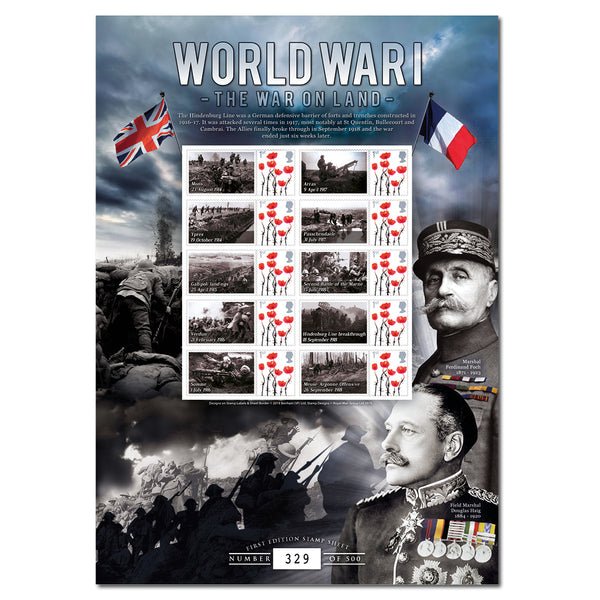 WWI The War on Land GB Customised Stamp Sheet GBS0297