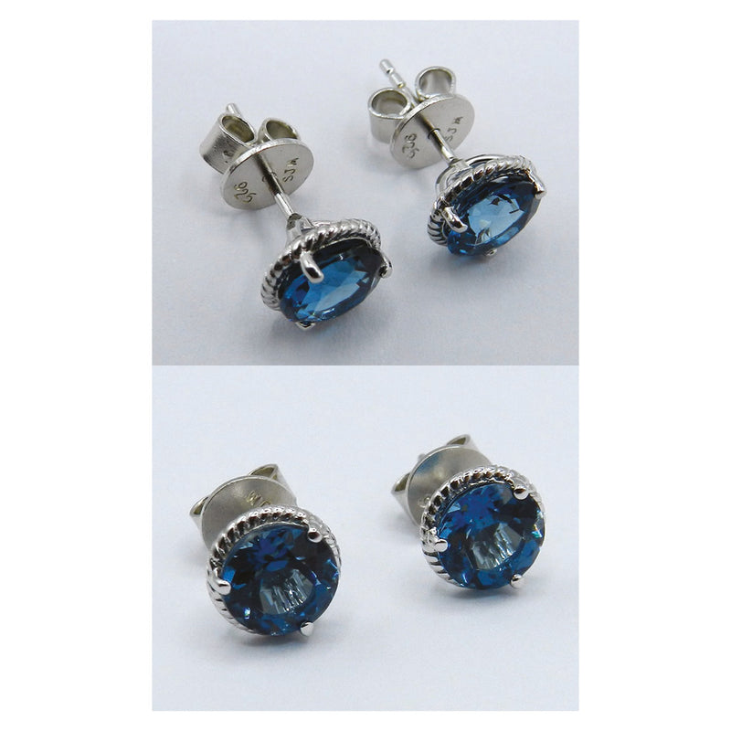 Blue Nile Silver & Blue Topaz Stud Earrings