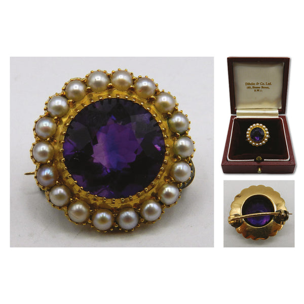 Amethyst & Pearl Brooch