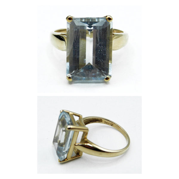 14ct Gold & Aquamarine Ring