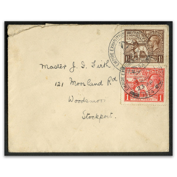 1924 Wembley pair, cds used on plain FDC. Slight tear at top, but a rare cover. SG430-31