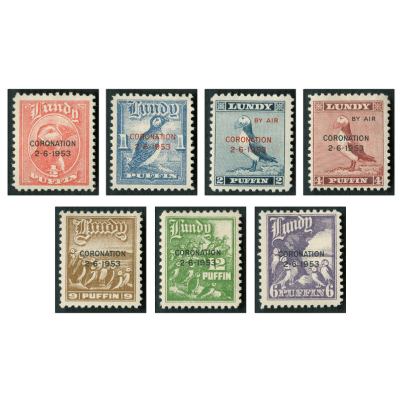 1953 Lundy Coronation um 7v set