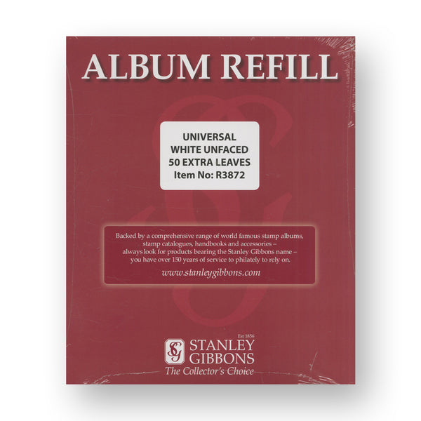 50 Extra White Unfaced Leave for Universal Stamp Album - Size 280 X 235mm R3872