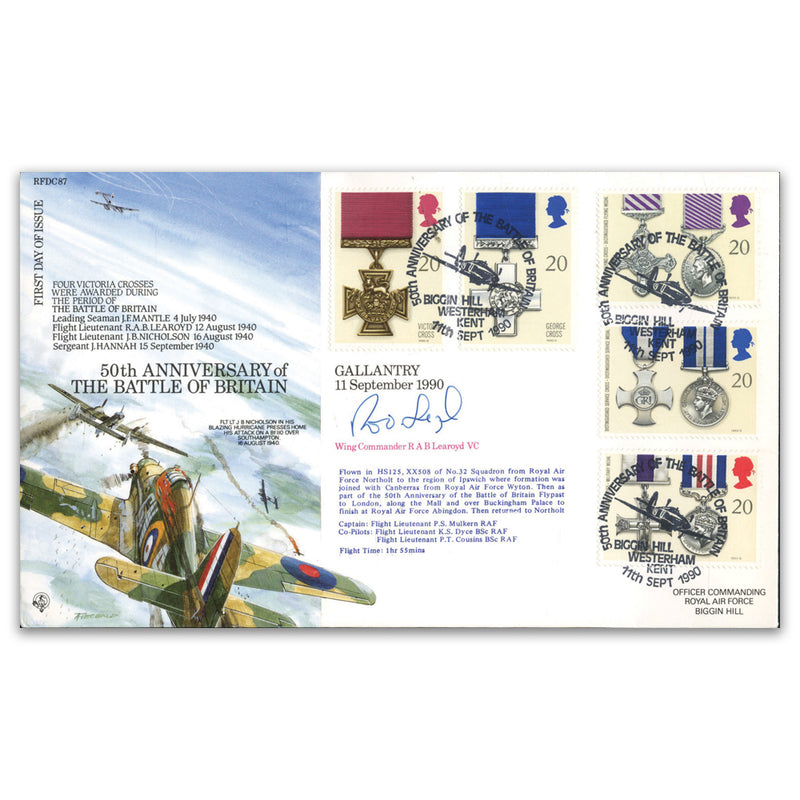 1990 Gallatry, Battle of Britain 50th - Signed by Wg. Cdr. Learoyd VC