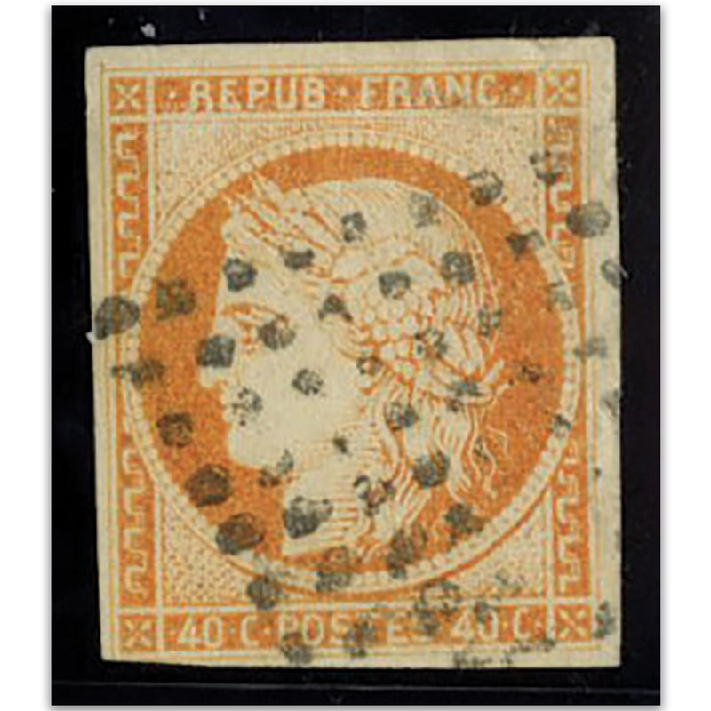 France 1849-52 40c orange, good to fine used, 4 margins. S.G.14